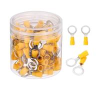sourcing map 100Pcs Insulated Ring Terminal RV2-8 Battery Lugs 16-14AWG Electrical Crimp Terminals Eyelet Wire Connectors for Industrial, Electrical Wiring, Yellow