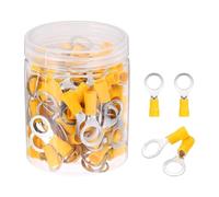 sourcing map 100Pcs Insulated Ring Terminal RV5.5-10 Battery Lugs 12-10AWG Electrical Crimp Terminals Eyelet Wire Connectors for Industrial, Electrical Wiring, Yellow