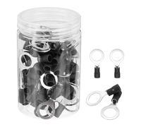 sourcing map 100Pcs Insulated Ring Terminal RV5.5-12 Battery Lugs 12-10AWG Electrical Crimp Terminals Eyelet Wire Connectors for Industrial, Electrical Wiring, Black