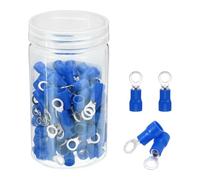 sourcing map 100Pcs Insulated Ring Terminal RV5.5-5 Battery Lugs 12-10AWG Electrical Crimp Terminals Eyelet Wire Connectors for Industrial, Electrical Wiring, Blue