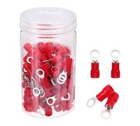 sourcing map 100Pcs Insulated Ring Terminal RV5.5-5 Battery Lugs 12-10AWG Electrical Crimp Terminals Eyelet Wire Connectors for Industrial, Electrical Wiring, Red