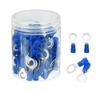 sourcing map 100Pcs Insulated Ring Terminal RV5.5-8 Battery Lugs 12-10AWG Electrical Crimp Terminals Eyelet Wire Connectors for Industrial, Electrical Wiring, Blue