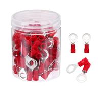 sourcing map 100Pcs Insulated Ring Terminal RV5.5-8 Battery Lugs 12-10AWG Electrical Crimp Terminals Eyelet Wire Connectors for Industrial, Electrical Wiring, Red