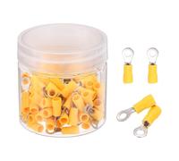 sourcing map 100Pcs Insulated Ring Terminal RVS1.25-3.5 Battery Lugs 22-16AWG Electrical Crimp Terminals Eyelet Wire Connectors for Industrial, Electrical Wiring, Yellow