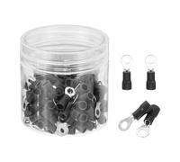 sourcing map 100Pcs Insulated Ring Terminal RVS1.25-3.5 Battery Lugs 22-16AWG Electrical Crimp Terminals Eyelet Wire Connectors for Industrial, Electrical Wiring, Black
