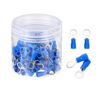 sourcing map 100Pcs Insulated Ring Terminal RVS1.25-5 Battery Lugs 22-16AWG Electrical Crimp Terminals Eyelet Wire Connectors for Industrial, Electrical Wiring, Blue