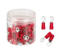 sourcing map 100Pcs Insulated Ring Terminal RVS2-3.5 Battery Lugs 16-14AWG Electrical Crimp Terminals Eyelet Wire Connectors for Industrial, Electrical Wiring, Red