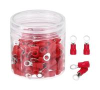 sourcing map 100Pcs Insulated Ring Terminal RVS2-4 Battery Lugs 16-14AWG Electrical Crimp Terminals Eyelet Wire Connectors for Industrial, Electrical Wiring, Red