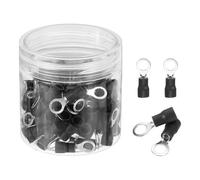 sourcing map 100Pcs Insulated Ring Terminal RVS2-5 Battery Lugs 16-14AWG Electrical Crimp Terminals Eyelet Wire Connectors for Industrial, Electrical Wiring, Black