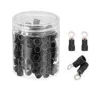 sourcing map 100Pcs Insulated Ring Terminal RVS5.5-4 Battery Lugs 12-10AWG Electrical Crimp Terminals Eyelet Wire Connectors for Industrial, Electrical Wiring, Black