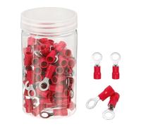 sourcing map 100Pcs Insulated Ring Terminal RVS5.5-6 Battery Lugs 12-10AWG Electrical Crimp Terminals Eyelet Wire Connectors for Industrial, Electrical Wiring, Red
