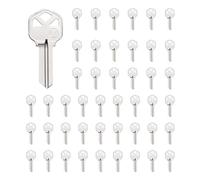 sourcing map 100pcs Key Blanks KW1 Brass Key Blanks Uncut Copper Structures for House Door Lock Replacement, Silver