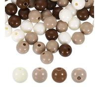 sourcing map 100pcs Khaki Acrylic Round Beads 10mm Dia 1.9mm Hole Plastic Resin Smooth Balls Loose Bead for Jewelry Making Bracelets Necklace Earrings DIY