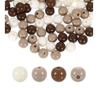 sourcing map 100pcs Khaki Acrylic Round Beads 8mm Dia 1.9mm Hole Plastic Resin Smooth Balls Loose Bead for Jewelry Making Bracelets Necklace Earrings DIY