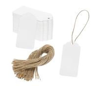 sourcing map 100Pcs Kraft Paper Gift Tags with String,1.8x3.7 Inch Wood Pulp Paper Labels White Gift Bags Tag for Price Tags,Christmas Gifts, DIY Crafts, Wedding, Party Favors