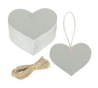 sourcing map 100Pcs Kraft Paper Gift Tags with String, 2.2 x 2.6 Inch Blank Hanging Labels Heart Shape Paper Labels Glittery Gray Gift Tags for Price Tags, Christmas, DIY Crafts