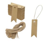 sourcing map 100Pcs Kraft Paper Gift Tags with String,2.7x0.8 Inch Wood Pulp Mini Paper Labels Brown Gift Bags Tag for Price Tags,Christmas Gifts, DIY Crafts, Wedding, Party Favors