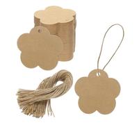 sourcing map 100Pcs Kraft Paper Gift Tags with String,2x2 Inch Five-Leaf Flower Paper Labels Brown Gift Bags Tag for Price Tags,Christmas Gifts, DIY Crafts, Wedding, Party Favors