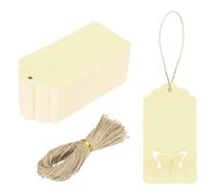 sourcing map 100Pcs Kraft Paper Gift Tags with String, 3.5 x 1.6 Inch Blank Hanging Labels Wave Shape Paper Labels Light Yellow Gift Tags for Price Tags, Christmas, DIY Crafts