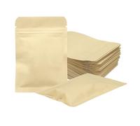 sourcing map 100pcs Kraft Paper Sealable Bags Foil Resealable Seal Pouches Packaging Zipper Bags for Food Storage Sample Package, Yellow, 2.8x4 Inch