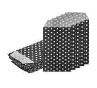 sourcing map 100Pcs Kraft Paper Treat Bags, 6" x 3" Greaseproof Kraft Candy Bags Flat Favor Bags Small Gift Bags for Bakery Cookies Dessert Chocolate Soap Wedding Party Favor, Black with Dots