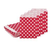 sourcing map 100Pcs Kraft Paper Treat Bags, 7" x 5" Greaseproof Kraft Candy Bags Flat Favor Bags Small Gift Bags for Bakery Cookies Dessert Chocolate Soap Wedding Party Favor, Red Dot