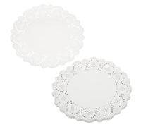 sourcing map 100pcs Lace Paper Doilies 12 Inch White Round Disposable Decorative Paper Placemats Hollow Flower Absorbing Papers for Cakes Desserts Food Decoration Wedding Birthday