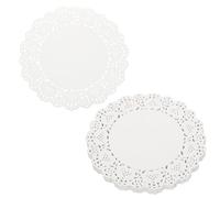 sourcing map 100pcs Lace Paper Doilies 8.5 Inch White Round Disposable Decorative Paper Placemats Hollow Flower Absorbing Papers for Cakes Desserts Food Decoration Wedding Birthday