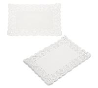 sourcing map 100pcs Lace Paper Doilies 9.8 x 11.8 Inch White Rectangle Disposable Decorative Paper Placemats Hollow Flower Absorbing Papers for Cakes Desserts Food Decoration Wedding Birthday