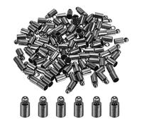 sourcing map 100Pcs Leather Cord End Caps, 3.5mm OD Column Barrel Terminators for DIY Making Leather Bracelets Tassels, Metallic Black