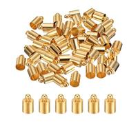 sourcing map 100Pcs Leather Cord End Caps, 5.5mm OD Column Barrel Terminators for DIY Making Leather Bracelets Tassels, Light Golden