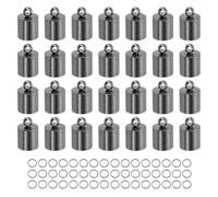 sourcing map 100Pcs Leather Cord End Caps, 7.5mm ID Tassel Barrel End Caps with Jump Rings for Jewelry Making Findings DIY Bracelet Necklace, Black Tone