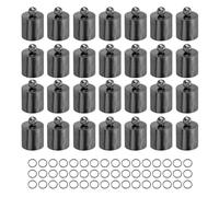 sourcing map 100Pcs Leather Cord End Caps, 9.5mm ID Tassel Barrel End Caps with Jump Rings for Jewelry Making Findings DIY Bracelet Necklace, Black Tone