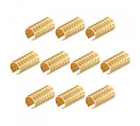sourcing map 100Pcs Leather Rope Clips, 5.5x11mm Foldable Cylindrical Cord End Crimp for Lanyard, Tassel, DIY Crafts, Gold Tone