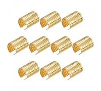 sourcing map 100Pcs Leather Rope Clips, 9x13mm Foldable Cylindrical Cord End Crimp for Lanyard, Tassel, DIY Crafts, Gold Tone