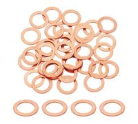 sourcing map 100Pcs M12 Flat Washer Copper Washer Sealing Rings, 12mm ID 18mm OD 1mm Thickness Copper Crush Washers Metric Sealing Gasket for Plumbing Machinery Automotive