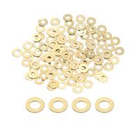 sourcing map 100Pcs M2.5 Brass Flat Washer, 5mm OD x 2.5mm ID x 0.4mm Thickness Metal Sealing Washers, Metric Sealing Ring Gasket for Screws Bolts Nuts