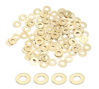 sourcing map 100Pcs M2.5 Brass Flat Washer, 6mm OD x 2.5mm ID x 0.4mm Thickness Metal Sealing Washers, Metric Sealing Ring Gasket for Screws Bolts Nuts