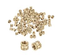sourcing map 100Pcs M2.5x3x3.5mm Knurled Insert Nut, Brass I-Shaped Double-Pass Embedment Nut 3D Printing Brass Nuts for 3D Printing Parts Laptop Automotive Plastic Shell