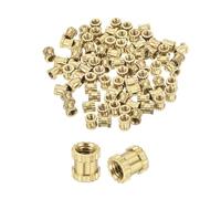 sourcing map 100Pcs M2.5x4x3.8mm Knurled Insert Nut, Brass I-Shaped Double-Pass Embedment Nut 3D Printing Brass Nuts for 3D Printing Parts Laptop Automotive Plastic Shell