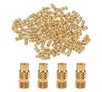 sourcing map 100pcs M2 Threaded Inserts Brass Heat Set Insert M2x8mm, OD 3.5mm Knurled Insert Nuts, 3D Printing Brass Nuts Female Threaded Inserts Nuts