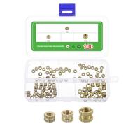 sourcing map 100Pcs M3 M4 M5 Knurled Insert Nuts, Brass Knurled Threaded Embedment Nuts 3D Printing Brass Nuts for 3D Printing Parts Laptop Automotive Plastic Shell
