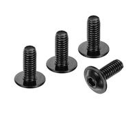sourcing map 100Pcs M4-0.7x10mm Flanged Button Head Socket Cap Screws, 304 Stainless Steel Socket Drive Fasteners Bolts, Fully Thread Machine Screws, Black