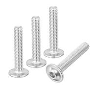 sourcing map 100Pcs M4-0.7x22mm Flanged Button Head Socket Cap Screws, 304 Stainless Steel Socket Drive Fasteners Bolts, Fully Thread Machine Screws, Silver