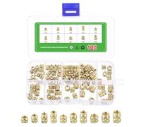 sourcing map 100Pcs M4 M5 M6 Knurled Insert Nuts, Brass Knurled Threaded Embedment Nuts 3D Printing Brass Nuts for 3D Printing Parts Laptop Automotive Plastic Shell