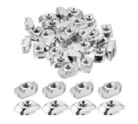 sourcing map 100Pcs M4 T Nuts Sliding T Slot Nut Fastener Carbon Steel Nickel Plated Half Round Roll in Sliding Aluminum Profile Accessories 3030 Series