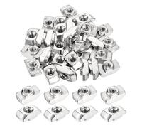 sourcing map 100Pcs M4 T Nuts Sliding T Slot Nut Hammer Head Fastener Carbon Steel Nickel Plated Half Round Roll in Sliding Aluminum Profile Accessories 4545 Series
