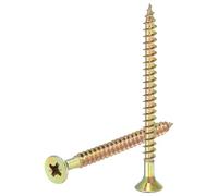 sourcing map 100pcs M5x65mm Phillips Flat Head Sheet Metal Screws, Carbon Steel Cross Drive Self Tapping Wood Screws Chipboard Screw for Sheet Metal, Wood, Color