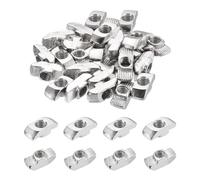 sourcing map 100Pcs M6 T Nut Sliding T Slot Nut Fastener Carbon Steel Nickel Plated Half Round Roll in Sliding Aluminum Profile Accessories 4040 Series