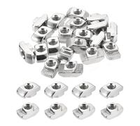sourcing map 100Pcs M6 T Nuts Sliding T Slot Nut Fastener Carbon Steel Nickel Plated Half Round Roll in Sliding Aluminum Profile Accessories 4545 Series